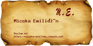 Micska Emilián névjegykártya